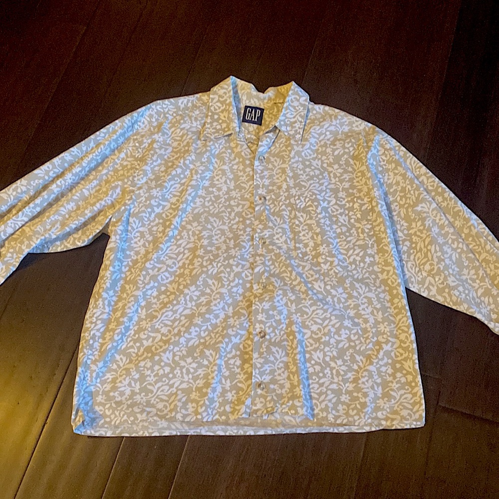 Gap blouse, light grey/green with white flowery print